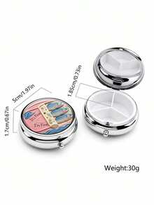 1pc Basic Wavy Sardine Pattern With Wavy Edge, Soft Ocean Embossed Design, Round 5cm Small Fish Pattern Medicine Box, Storage Box, Small Jewelry Box - Multicolor - View 6
