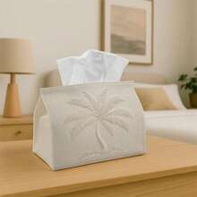 1pc Multifunctional Tissue Box, With Textured Ivory Embossed Surface Design - Durable Polyester Storage Organizer, Suitable For Christmas Home Decor, Living Room, Bedroom, Kitchen, Home Decoration, Party Supplies - Multicolor - View 10