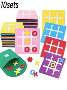 10/5 Sets Tic Tac Toe Party Favors, Tic Tac Toe Board Game, Random Multicolor Family Strategy Board Game, Felt Mini Nine-Grid, Suitable For Family Birthday, Holiday Party Gifts, Good Gift Bag Fun Indoor Game Night Activity (Mixed Colors) - Multicolor - View 10