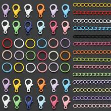 200pcs/Kotak Komponen Pembuatan Gantungan Kunci DIY, Warna Campuran Acak, Termasuk 50pcs Jepit Lobster Enamel Warna-warni + 50pcs Rantai Perpanjangan + 100pcs Cincin Penghubung, Cocok Untuk Gantungan Kunci DIY Kepang, Liontin Tas, Konektor Kalung Hewan Peliharaan, Cincin Konektor Terbuka, Jepitan Pegas, Bahan Pembuatan Aksesoris Gantungan Kunci, Pembuatan Aksesoris Gantungan Kunci DIY - Gesper lobster & rantai ekor & cincin loncat - View 8