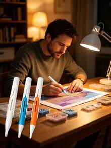 Automatic Diamond Painting Bead Dispenser, Wax-Free Art Pen | Suitable For 2.8mm Round Diamonds, DIY Crafts, Adult Use, Wax-Free, Accessory Set - A - View 1