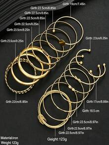 15/10/5pcs Vintage Luxurious Old Money Style Knotted Pattern Smooth Gold Bracelet Set, Suitable For Women's Daily Wear, Party, Vacation, Gift - Gold - View 4