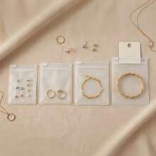 10/30pcs Thick Soft Frosted Transparent EVA Zipper Jewelry Storage Bags, Anti-Oxidation Anti-Dust Portable Storage Pouches, Suitable For Earrings, Rings, Bracelets, Earphone Cables, Makeup Sponges, Travel, Dorm, Home, Vacation Multi-Purpose Storage Bags - White - View 3