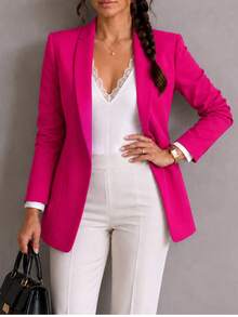 Women Lightweight Blazers - Hot Pink - View 6
