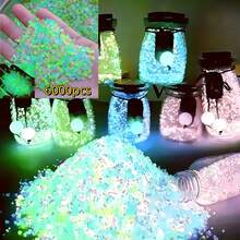 3000/6000 Pcs Of Luminous Stones, Mini Luminous Resin Stones, Suitable For Garden Decoration, Micro Landscape, Bonsai Decoration, Sink And Aquarium Landscaping, Succulent Plants, DIY Decorations; Vase Accessories | Queuing Festival Decoration - Basic Model - View 3