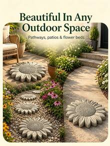 2pcs/Set Reusable Sunflower Stepping Stone Mold, Concrete Pathway Making Mold With Floral Design, Reusable Paving Stone Mold, Suitable For Garden Walkway, Lawn, Outdoor Decoration, Handmade Gardening Craft Tool - A - View 10