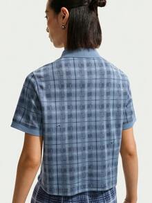 Nike Women's AS W NK DF FF Plaid Short Sleeve Knit Polo Shirt TIO0351-486 - Dusty Blue - View 2
