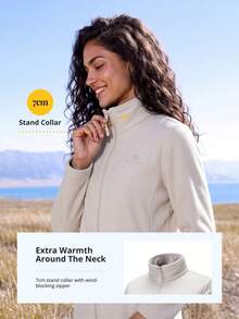 CAMEL CROWN Women's Fleece Jacket, Stand Collar Full Zip Soft Cozy Outdoor Jacket For Casual Hiking Sports - Gray Card - View 5
