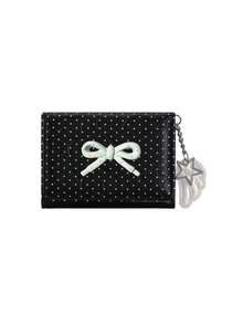 Cute Polka Dot 3-Fold Wallet With Bow Decor,Star Wing Charm,Portable Coin Purse & Card Holder,Compact Women's Short Purse,Daily Card Organizer - Multicolor - View 17