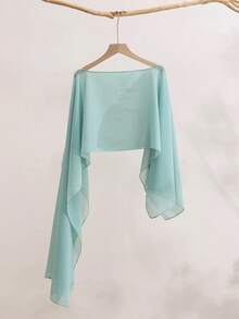 1pc Short Chiffon Cape Shawl For Women, Pullover Cape Vest To Pair With Skirts - Multicolor - View 15