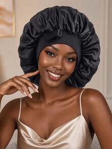 Double Layer Satin Cap, Adjustable Hat, Suitable For Women's Sleep Cap, Double-Sided Hair Net - A - View 9