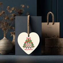 50pcs Merry Christmas Heart-Shaped Gift Tags With Jute Rope, Featuring Nutcracker Trio Surrounding Pine Tree And Candy Cane Design, Suitable For Gift Wrapping, Gift Sealing, Packaging Decoration, Adding Playful Charm To The Holiday - Sets - View 6