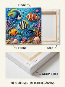 1 Set Ocean Fish Diamond Painting Kit, Colorful Tropical Fish & Coral Reef Crystal Bead Canvas, DIY Underwater Ocean Mosaic Decorative Painting, Suitable For Desktop Display, Bedroom, Living Room & Beach Home Decor, Handmade Craft Project & Creative Gift - Jewelry Making Kit - View 5