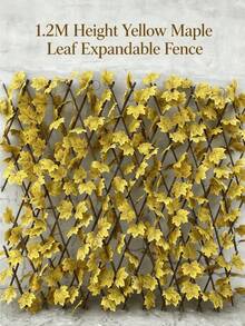 Limited Time Discount Retractable Faux Greenery Hedge Fence, Artificial Ivy Grape Maple Leaf Expandable Wooden Trellis Privacy Shield For Balcony Railing Outdoor Fence Garden Terrace Wall Decoration - Fence - View 3