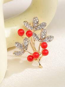 1pc Chinese Style Money Tree Red Lucky Brooch For Women, Designer Pin For Suit And Coat, Premium Accessory - Multicolor - View 3
