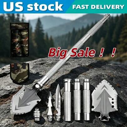 Camping And Hiking Shovel, 23in1 Folding Detachable Portable Spade Kit