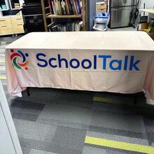 1pc Personalized Custom Logo Fitted Tablecloth, Spandex Business Event Table Cover - White - View 2