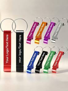100pcs Customized Engraved Metal Bottle Opener Keychain - Can Engrave Name Or Text, Bulk Boxed, Perfect For Wedding, Birthday, Company Gift And Party Favors; Customizable - Multicolor - View 5