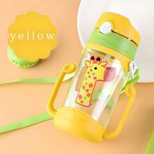 1pc 400ml/13oz Cartoon Straw Water Cup, Dual Handle Straw Cup, Safety Lock, Convenient Strap, Suitable For Daily Use - Multicolor - View 11