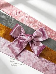 4.5m Velvet Ribbon, Suitable For Clothing, Hair Accessories, Bows, Holiday Gift Wrapping And More, Perfect For Christmas, Halloween, New Year And Other Holiday Decorations - Multicolor - View 6