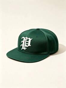 1pc Unisex Flat Brim Snapback Cap, P Letter Gothic Embroidery, Hip‑Hop Street Style, Adjustable, For Casual, Street, Party, Travel Daily Wear - Multicolor - View 9