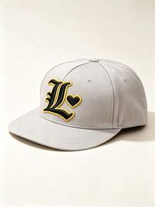 1件哥德式L字母心形刺繡平帽簷反戴帽 素色可調節嘻哈休閒棒球帽 中性戶外遮陽帽 - 多色 - 查看 8