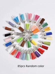 100pcs/Pack Assorted Leather Tassel Keychain, Velvet Tassel Pendant Keyring For Jewelry Making, DIY Craft Accessories (Random Colors) - Multicolor - View 10