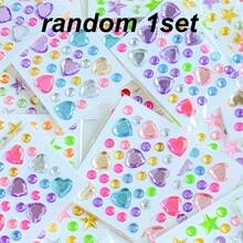 451pcs 3D Summer Rainbow Glitter Rhinestone Stickers, 2pcs Shiny Heart-Shaped Self-Adhesive Rhinestone Stickers, Heart Design Suitable For Makeup And Clothing, Multi-Color Diamond Face Decor For Festivals, Parties And Events - Multicolor - View 8
