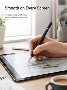Universal 2-In-1 Touchscreen Stylus Pen, Disc Capacitive Pen With Suction Cup, Ballpoint Sketching Pen, Suitable For Phone, Tablet, Laptop - View 3
