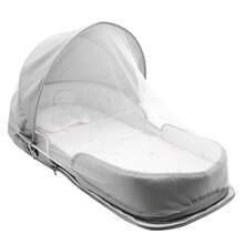 Portable Baby Travel Bed With Mosquito Net, Foldable Newborn Lounger Cradle, Gray Solid Breathable Sunshade Baby Bed For Outdoor And Travel - Multicolor - View 5