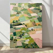 1pc Abstract Farmland Landscape Canvas Wall Art, Colorful Patchwork Field Scenery Painting Print, Boho Countryside Wall Decor For Living Room Bedroom Office - A - View 3