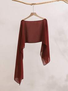 1pc Short Chiffon Cape Shawl For Women, Pullover Cape Vest To Pair With Skirts - Multicolor - View 11