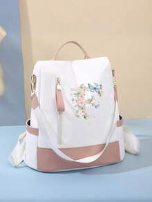 1PC Anti-Theft Laptop Backpack, Anti-Cut Back Design, Business Commute Student Large Capacity Backpack, Fits 14-15.6 Inch Laptop, Minimalist Color Block Fashion, Unisex - Pink - View 29
