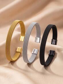 1 buah Gelang Stainless Steel Matte Vintage Terbuka, Tahan Air & Tahan Pudar, Perhiasan Pergelangan Tangan Minimalis untuk Pria, Hadiah - szgss012 - View 2