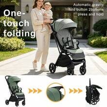 Lightweight Stroller, Portable Stroller, Ideal For Travel, Essential Baby Accessory, Breathable Mesh Fabric, One-Step Folding Stroller - Green - View 3