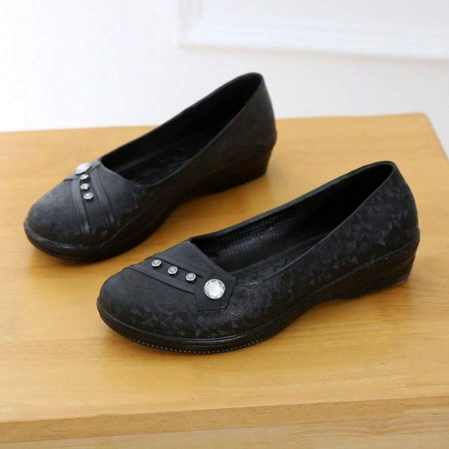 Zapatos de cuña y suela gruesa para mujer - Negro - Ver 1