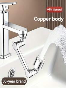 1440° Universal Swivel Faucet, Heavy-Duty ABS With Metallic Surface, 2-In-1 Dual-Mode Extendable Retractable Faucet Nozzle With Anti-Splash Connector, Mechanical Arm Design, Easy Installation Compatible With Extender, Booster, Expander, Filter, Rotatable Manual Faucet, Modern Durable Faucet For Bathroom, Commercial Or Gift, Kitchen Sink Extender, Balcony Faucet, No Drilling Required - Multicolor - View 6