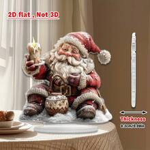 2D Datar, 1 buah, Ornamen Lilin Hangat Natal untuk Dekorasi Meja, Hadiah Natal, Dekorasi Meja Akrilik, Cocok untuk Suasana Rumah dan Kantor - A - View 3