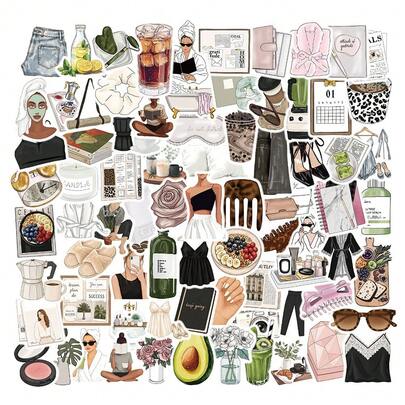 100Pcs Aesthetic Stickers Watercolor Stickers Journal Stickers Fashion Clean Stickers Flower Stickers Vinyl Waterproof Stickers For Water Bottle,Computer,Laptop,Phone,Luggage,Notebook,Fridge