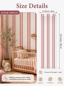 SUPSTICKER Retro Boho Scalloped Stripe Wallpaper, Removable Matte Finish, 40x120cm/40x300cm, For Bedroom, Living Room & Entryway - 1PC - View 17