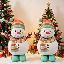 48 Inch Standing Santa Claus & Snowman Foil Balloon, Christmas Mall Atmosphere Decoration, Indoor Theme Decor Arrangement - Multicolor - View 2
