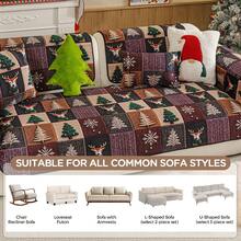 1pc Christmas Reindeer & Christmas Tree Patchwork Sofa Cover, Soft & Comfortable, Easy To Install, Non-Slip & Durable, Pet Stain Resistant, Suitable For 1-4 Seater Sofa, All Season Use, Living Room Bedroom Study, Machine Washable, Enhance Home Happiness - Purple - View 3