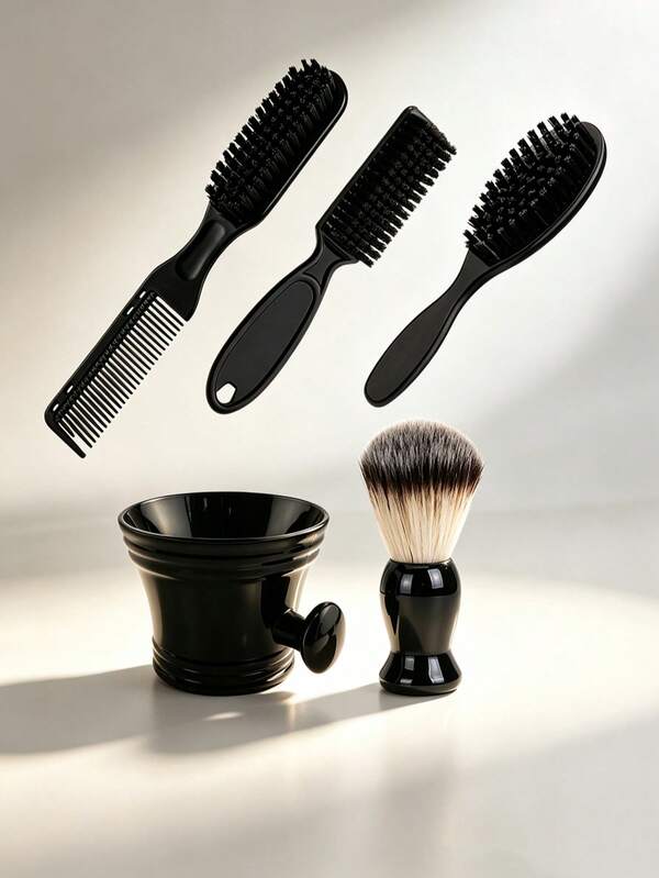 5-Piece Men's Beard Grooming Set, Professional Men's Beard Care Kit. Includes Trimming Brush, Double-Sided Comb And Shaving Bowl. These Essential Beard Care Tools Are Perfect For Daily Home Beard Grooming And Salon Use