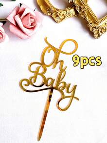 3件套金色“Oh Baby”亚克力蛋糕装饰插牌 - 时尚装饰品，适用于婴儿派对、生日和婚礼 - 耐用可重复使用，易于组装，非常适合蛋糕装饰，提升甜点桌格调，满足烘焙需求 - 風格A - 查看 14