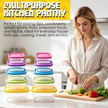 10Pcs PP Food Storage Containers With Colorful PP Lids, 5 Sizes 67oz/39oz/23oz/13oz/7.5oz Airtight Stackable Meal Prep Box For Vegetables Fruit Leftovers Storage - View 7