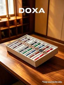 Caja de almacenamiento diario DOXA de 8 ranuras para relojes largos, con forro de felpa, caja de colección a prueba de polvo, adecuada para correas de reloj y pulseras - Beis - Ver 3