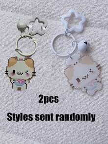 Cute Cartoon Acrylic Pixel Style Simulated Phone/Rabbit/Mouse Clover Pattern Creative Keychain Pendant, Japanese Style Bag Charm - Multicolor - View 8