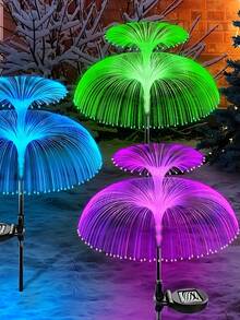 1pc Solar Garden Light, 7 Color Changing, Outdoor Waterproof Single/Double/Triple Layer Jellyfish Solar Flower Light, For Garden Decor, Yard Decor, Outdoor Decor, Halloween, Christmas, Thanksgiving Gift - Multicolor - View 6