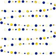 Blue & Gold Polka Dot Paper Hanging Garland, Floating Paper Dot Decoration, Suitable For Weddings, Birthday Parties, Banquets, Graduation Ceremonies, Background Decor, Holiday Decorations, Photo Backdrop - Multiple Styles - View 2