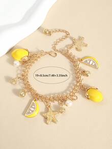 Vibrant Yellow Lemon Ocean Element Charm Bracelet, Versatile Delicate Beach Vacation Accessory - one-size - View 2